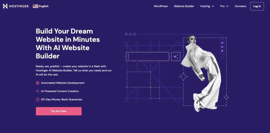 Hostinger AI website builder landing page