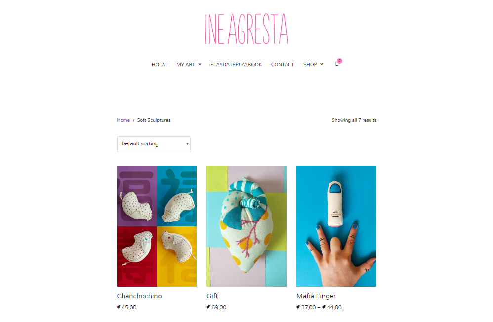 The Soft Sculptures page on the Ine Agresta website