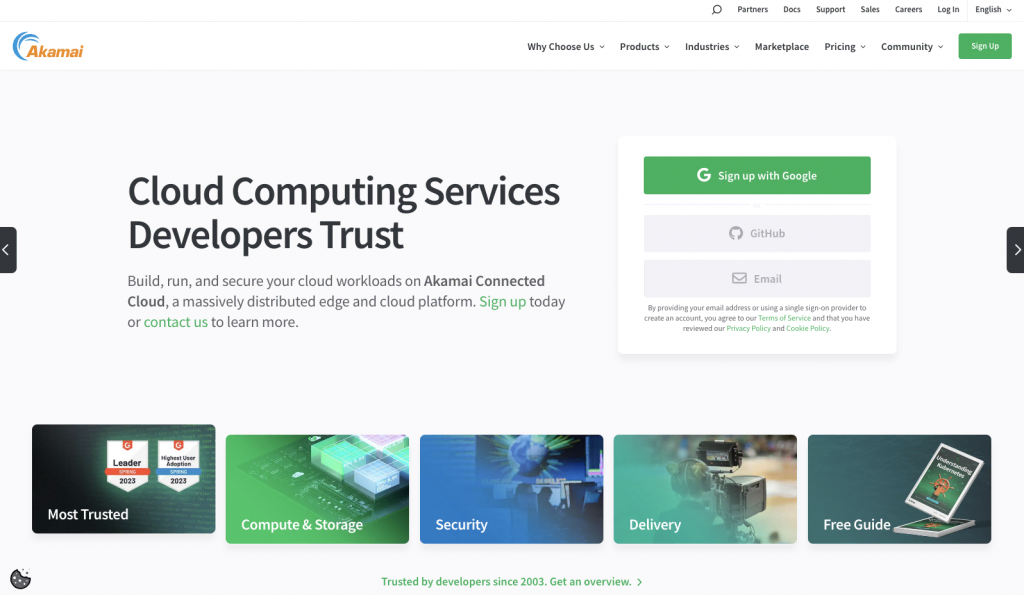 Linode home page