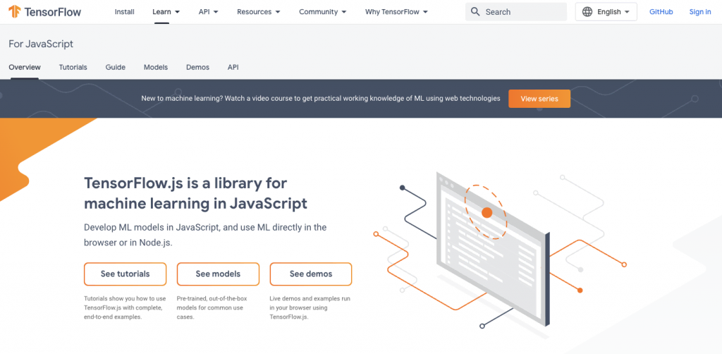 TensorFlow landing page