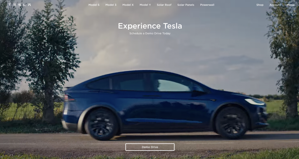 Tesla landing page