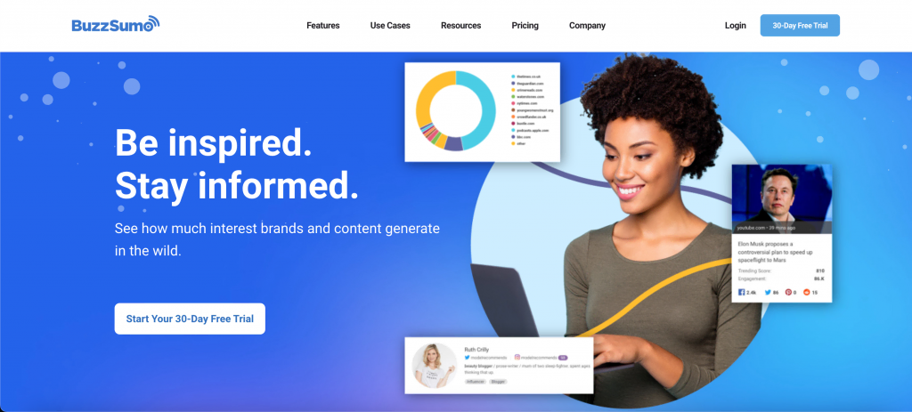 链接构建软件 BuzzSumo 的主页
