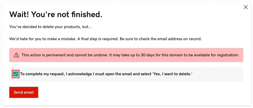 An illustration showing the goDaddy uninstall confirmation popup.