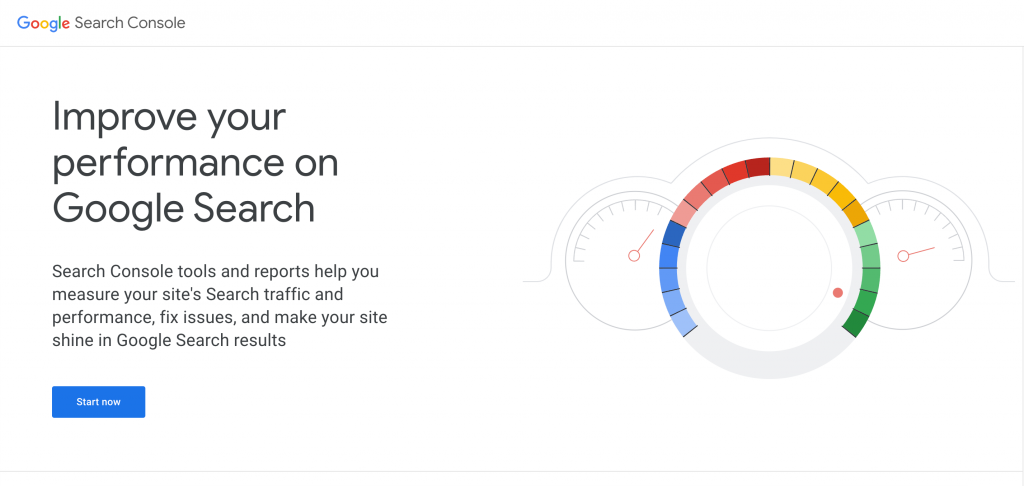 Screenshot of Google Search Console homepage