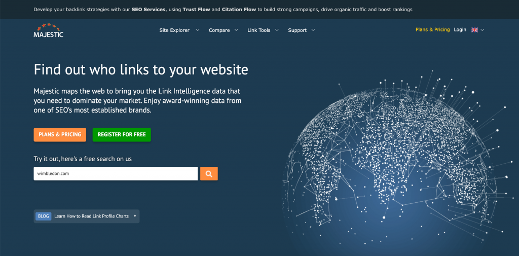 Majestic link intelligent tool homepage