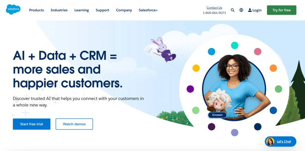 Homepage of Salesforce CRM tool