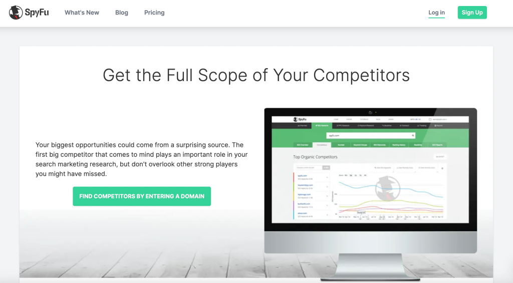 SpyFu競合他社分析ツールのホームページ