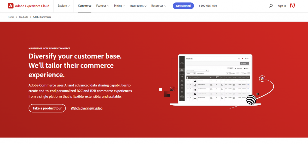 Adobe Commerce (Magento) homepage