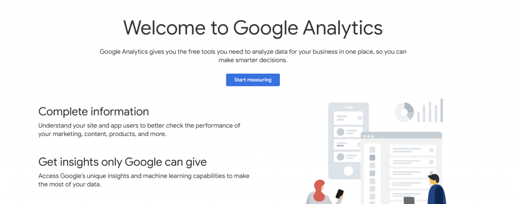 Google Analytics' landing page