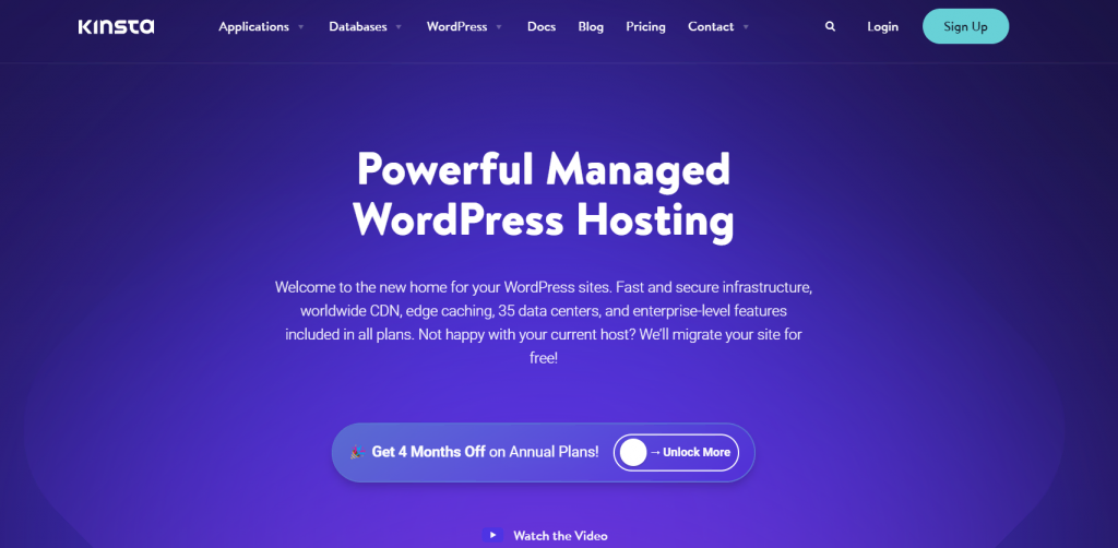 Kinsta's WordPress hosting landing page