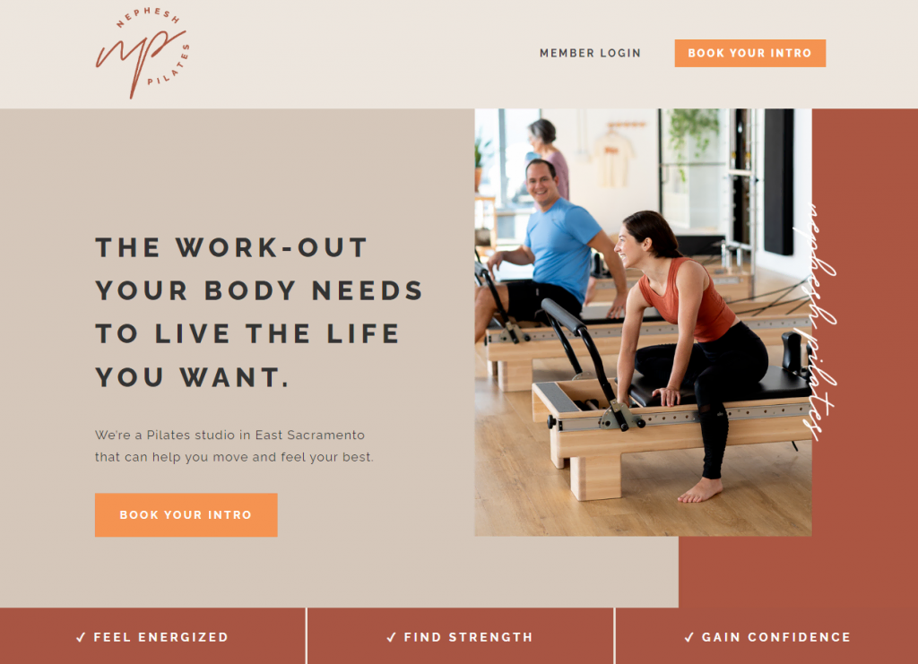 Le site web de la marque Nephesh Pilates