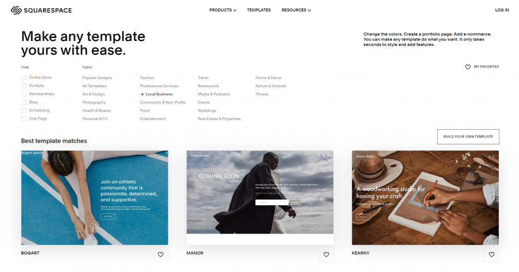 Squarespace's website templates