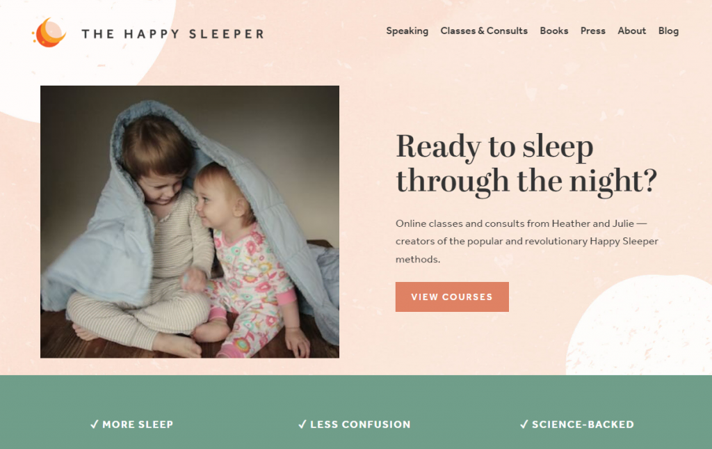 Page d'accueil du Happy Sleeper