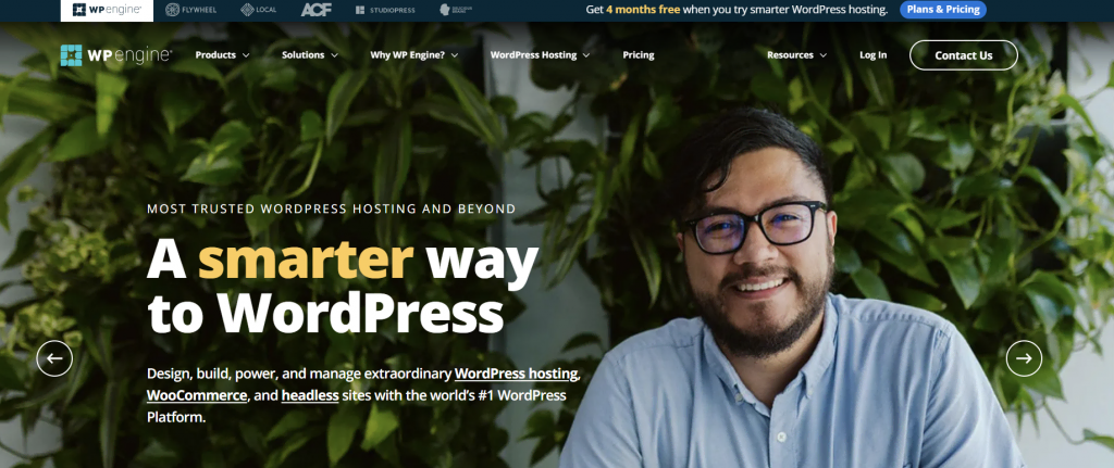 WP Engine's WordPress hosting landing page