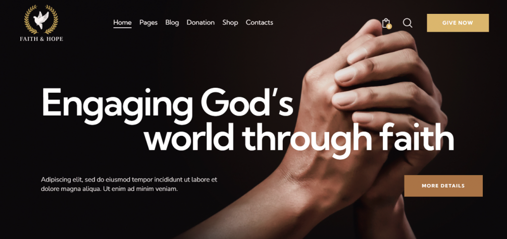 Faith & Hope WordPress theme for churches
