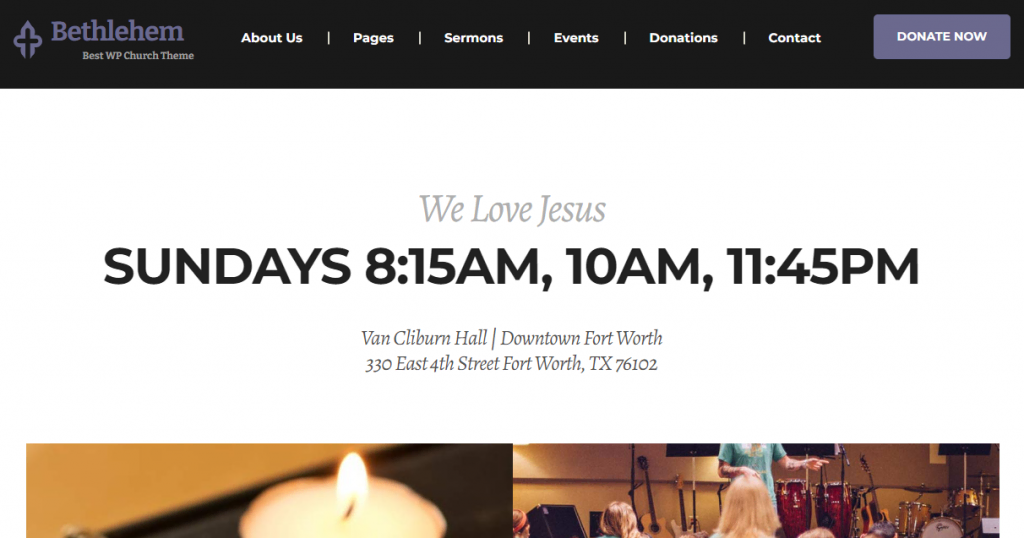 The Bethlehem WordPress church theme