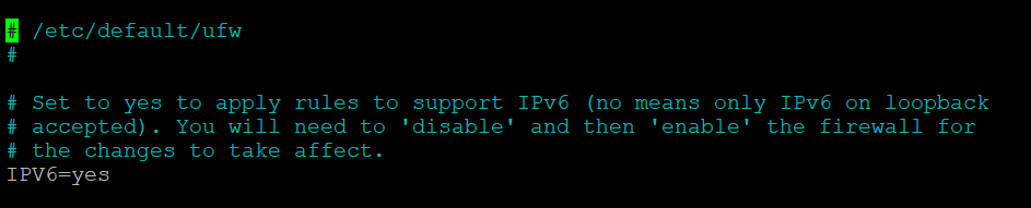 The IPv6 status in UFW configuration file