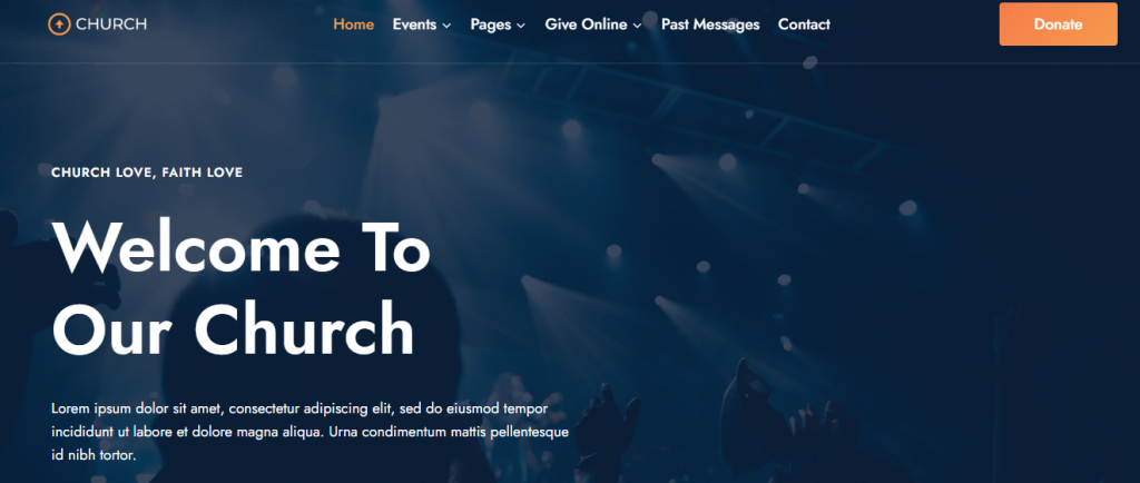 The KadenceWP starter site for church websites