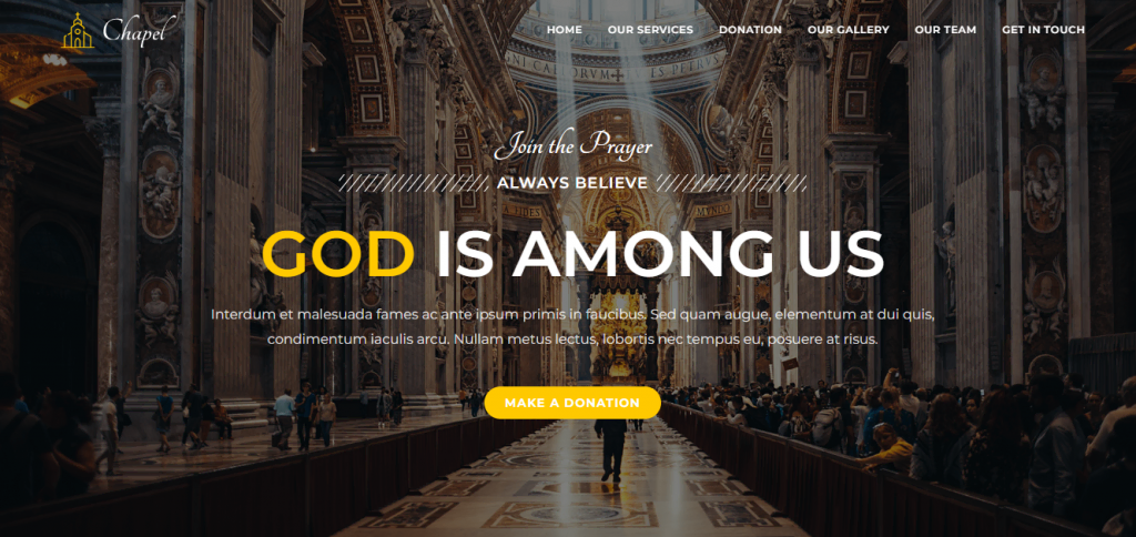 The OceanWP demo for church websites
