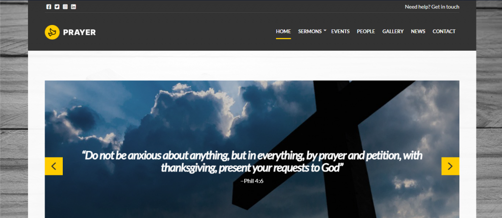 The Prayer theme for WordPress church sites