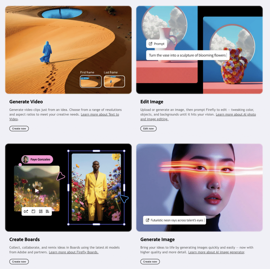 Adobe Firefly landing page