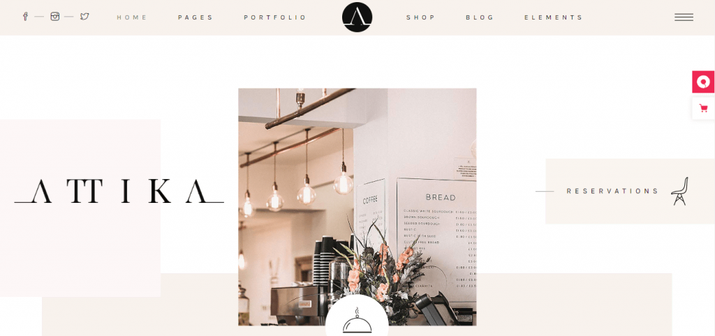 The Attika minimalist theme for restaurants