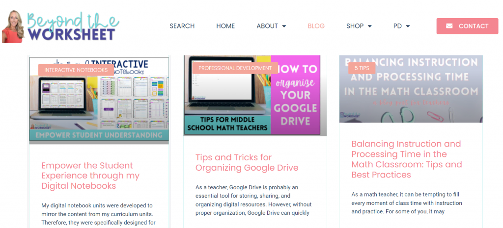 Beyond The Worksheet website blog page
