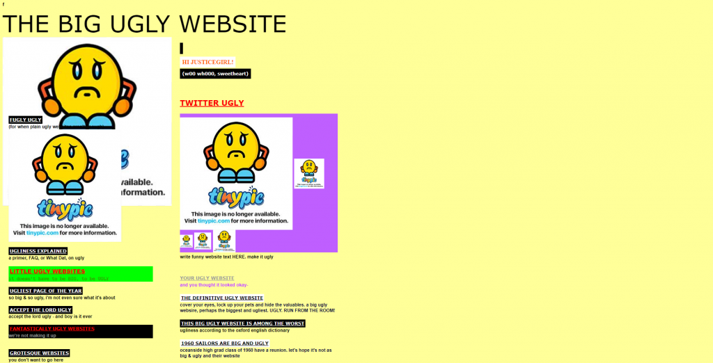 The Big Ugly Website's main page.