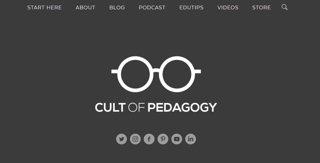 The Cult of Pedagogy teacher website homepage
