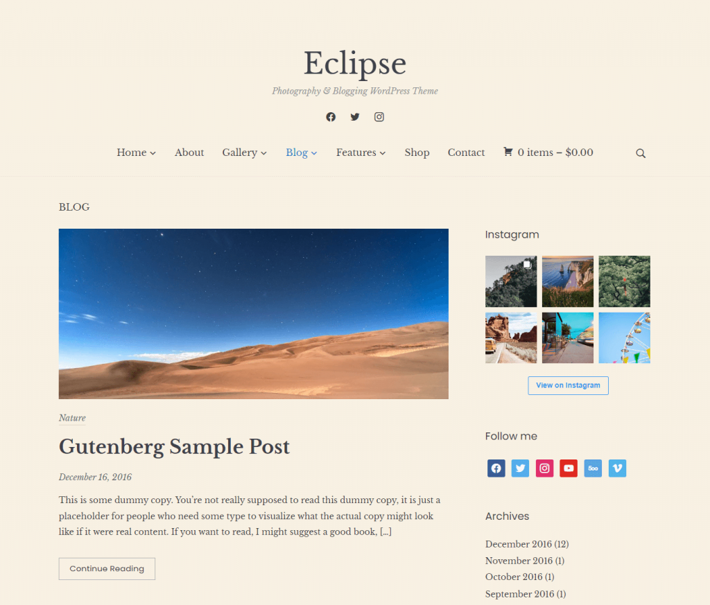 The Eclipse theme for minimalist WordPress blogs