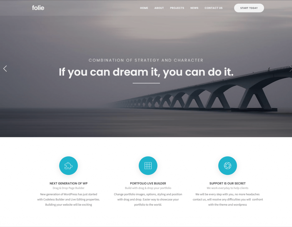 The Folie minimalist theme for small businesses
