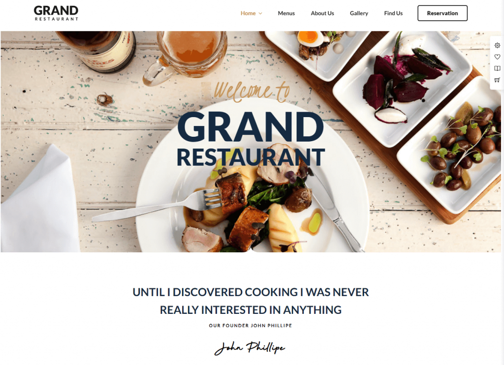 The Grand Restaurant minimalist theme for restaurants
