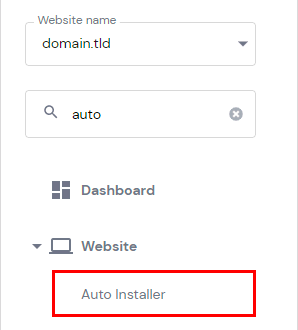 Auto Installer in the hPanel side menu