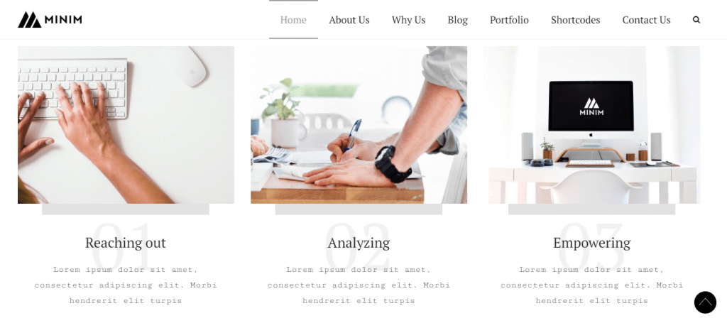 The Minim minimalist theme for small businesses