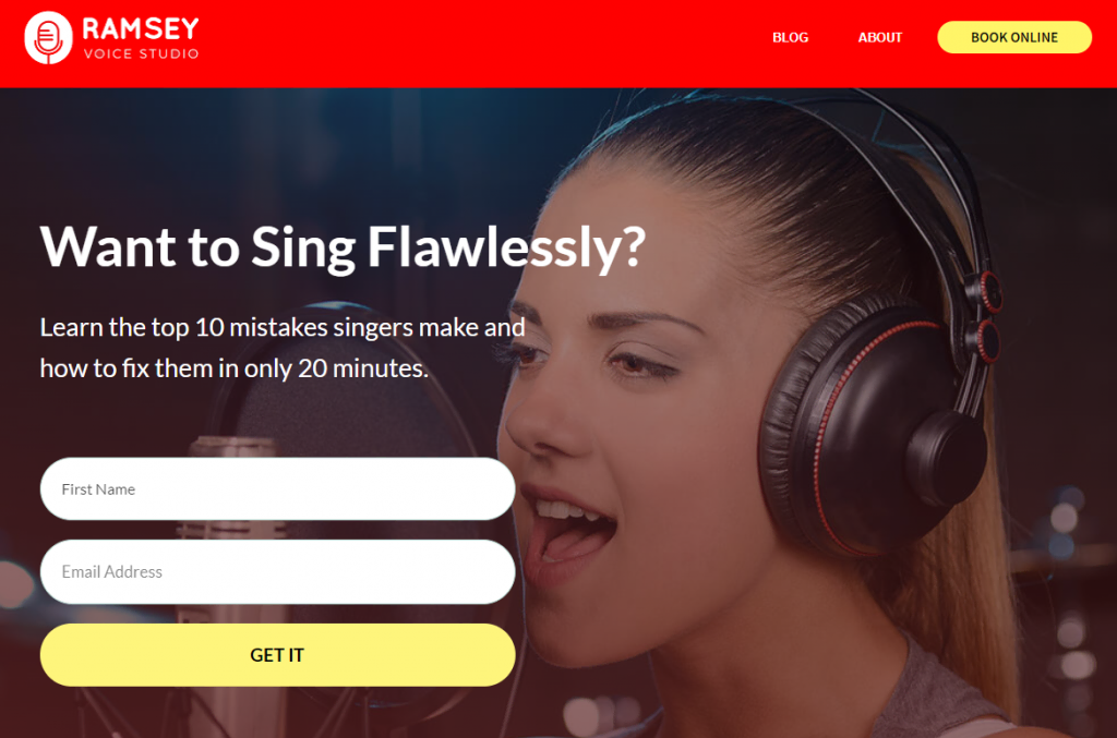 The homepage of Ramsey Voice Studio
