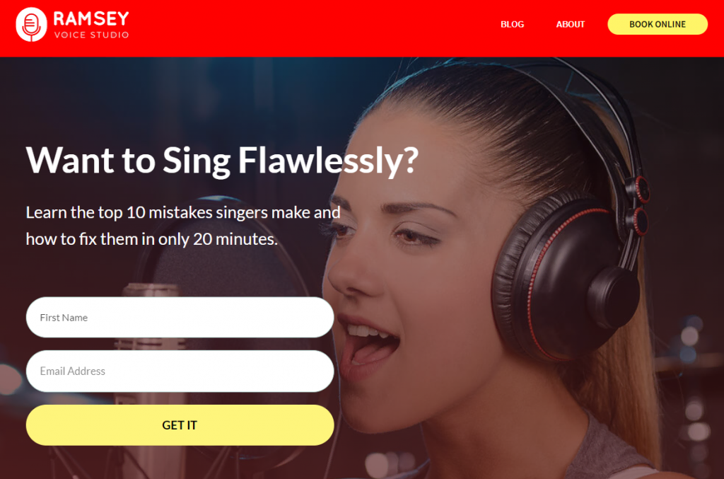 exemples-de-sites-de-professeurs La page d'accueil de Ramsey Voice Studio