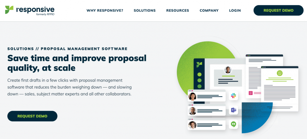 Homepage of the Responsive proposal management software