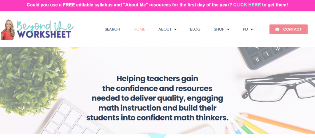 Beyond The Worksheet website homepage
