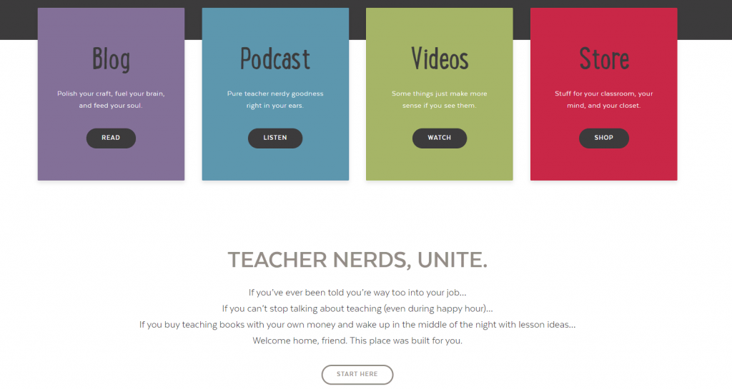 The Cult of Pedagogy homepage showing website category
