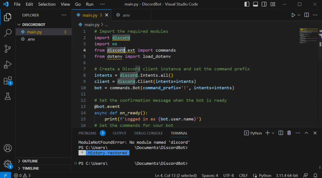 Visual Studio Code user interface