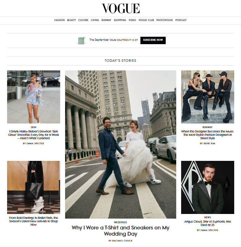 使用WordPress 的美國生活風格雜誌Vogue 主頁