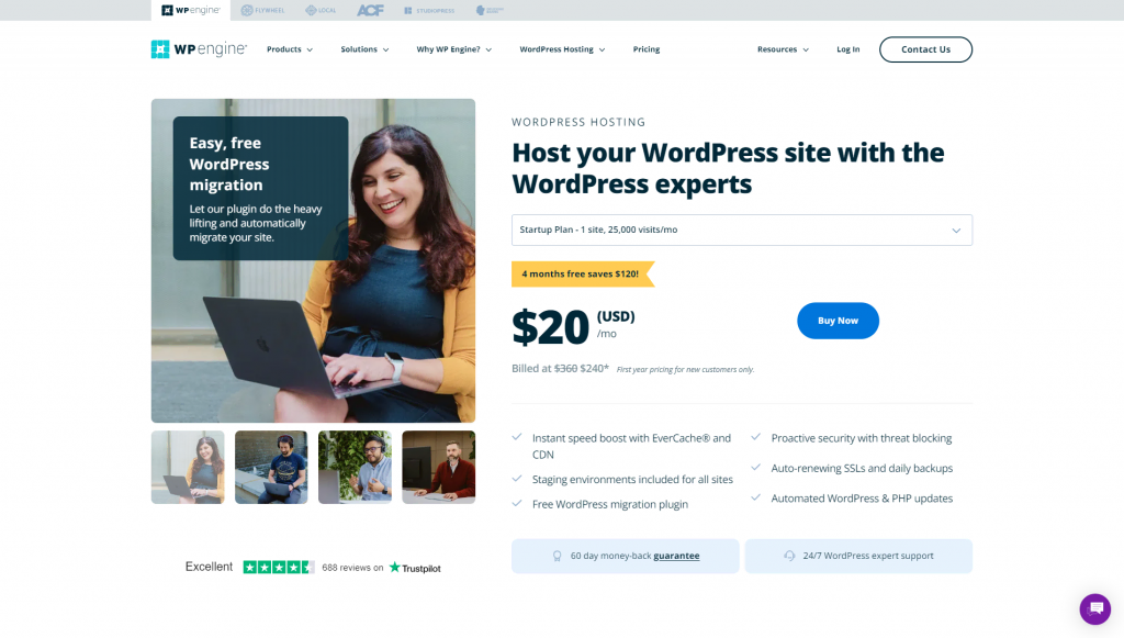 WP Engine's WordPress hosting landing page
