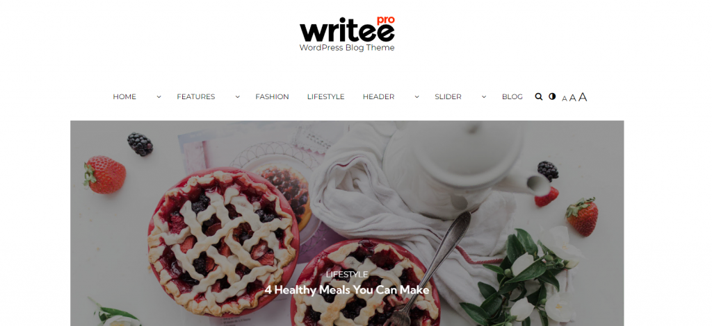 The Writee theme's demo site