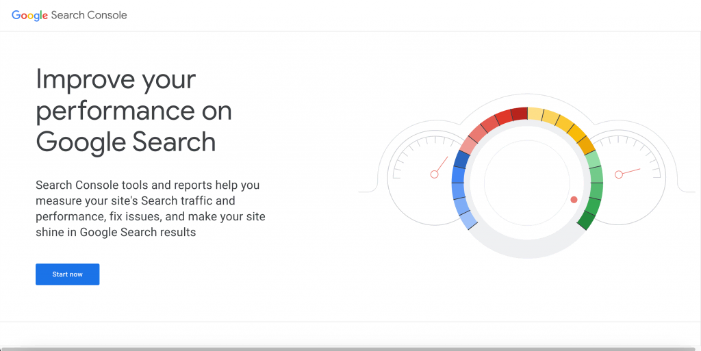 Google Search Console homepage