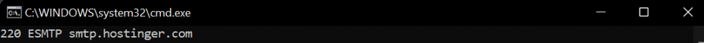 A successful 220 message on Windows' command prompt interface