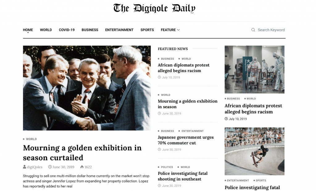 Digiqole theme for newspaper sites