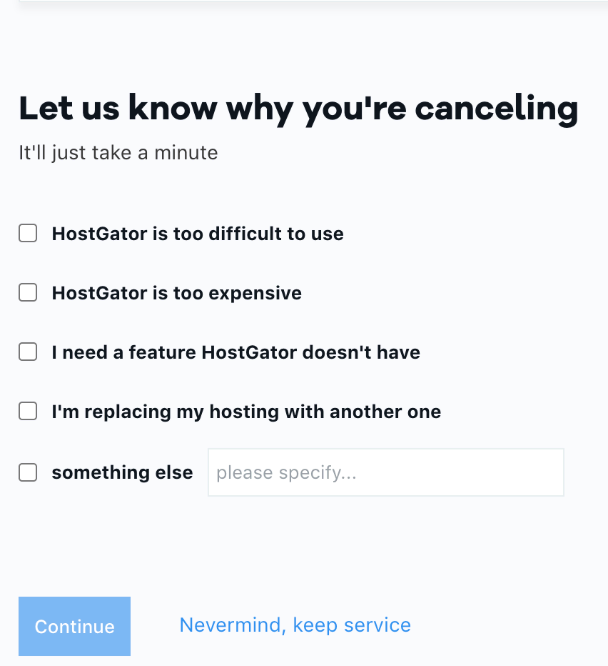 HostGator hosting plan auto renewal cancellation form