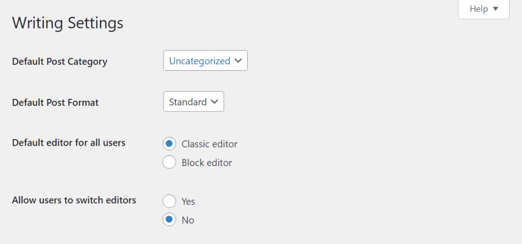 Customizing the classic editor settings.