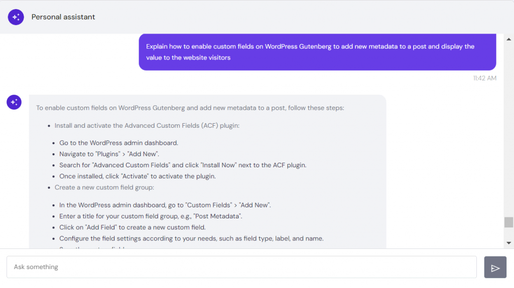 Hostinger AI Assistant gives a guide to use custom fields on WordPress