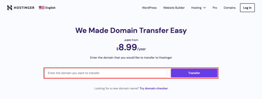 Hostinger domain transfer service